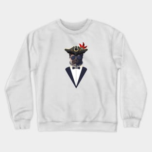 English Bulldog Funny Pirate With Hat and Tuxedo Crewneck Sweatshirt